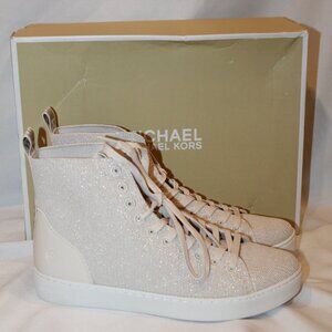NIB MICHAEL KORS WOMEN'S CREAM GOLD HIGH TOP SNEAKERS‎ SZ 8